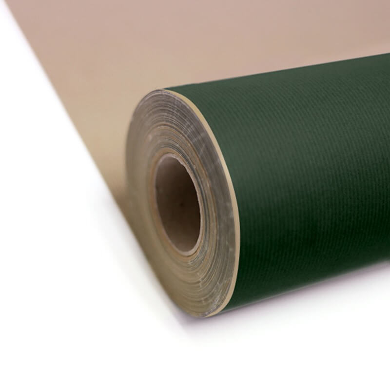 Dark Green Pure Ribbed Kraft Rolls - 500mm x 100m 65gsm - 1x Roll Per Pack