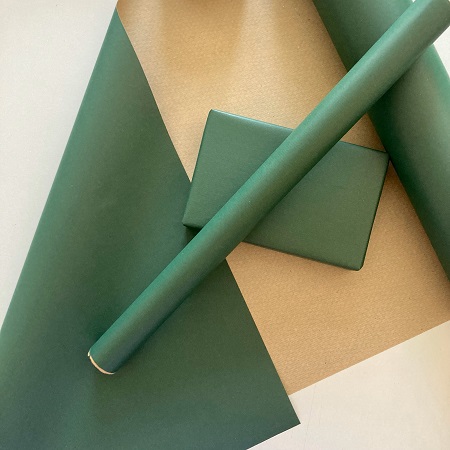 Dark Green Pure Ribbed Kraft Rolls - 500mm x 100m 65gsm - 1x Roll Per Pack