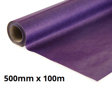 Dark Purple Pure Ribbed Kraft Rolls - 500mm x 100m 65gsm - 1x Roll Per Pack