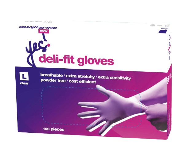 Deli Fit Gloves - Clear PF - Size Large - Pack of 100