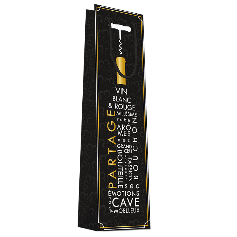 Luxury Bottle Bag with Rope Handle - Design Corkscrew - 20x Per Pack