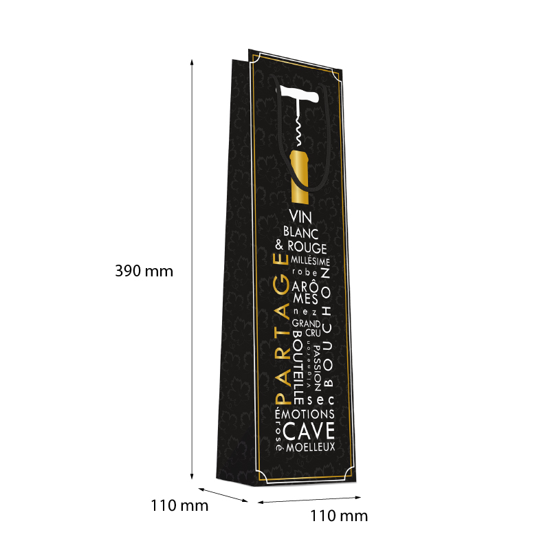 Luxury Bottle Bag with Rope Handle - Design Corkscrew - 20x Per Pack