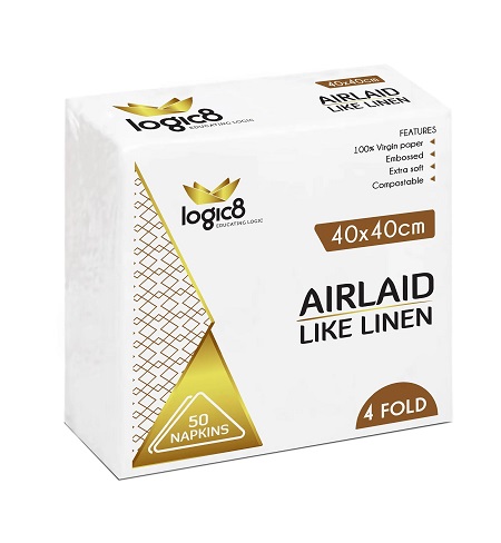 Dinner Napkin White - Airlaid 40x40cm 4x Fold - 50x Per Pack