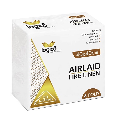 Dinner Napkins White - Airlaid 40x40cm 8x Fold - 25x Per Pack