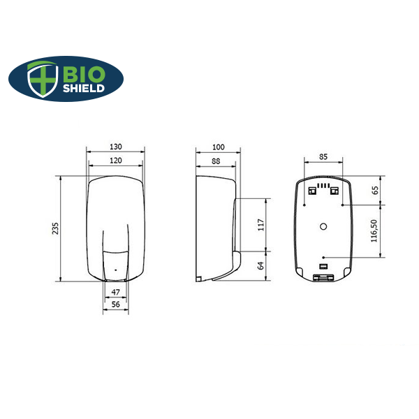 Bio Shield Refillable Soap Dispenser Glossy Black  - 1x Per Pack