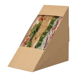 Double Sandwich Wedge - Front Load Kraft - 123mm x 65mm x 123mm - 250x Per Case