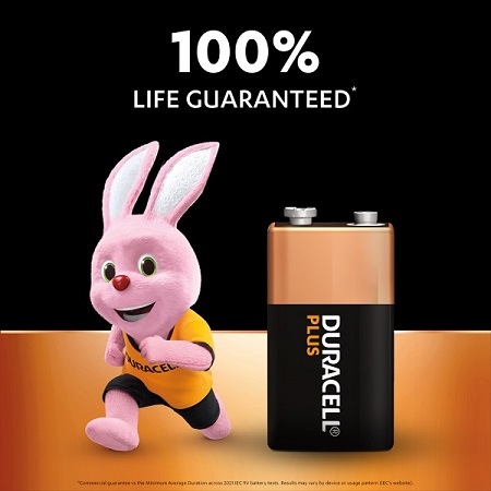 Duracell Plus Power 9V Batteries Alkaline - 1x Per Pack 
