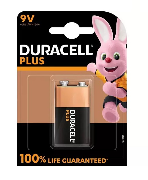 Duracell Plus Power 9V Batteries Alkaline - 1x Per Pack 