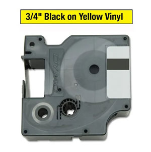 Dymo 18433 Rhino Vinyl Tape 19mm x 5.5m Black on Yellow - 1x Per Pack