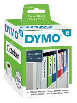 Dymo 99019 LabelWriter 59mm x 190mm -Lever Arch File Labels - S0722480 