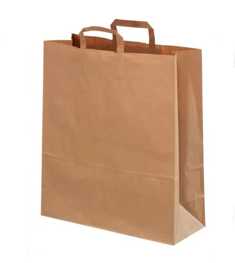 Extra Large Takeaway Bags - Flat Handle Kraft - 125x Per Pack