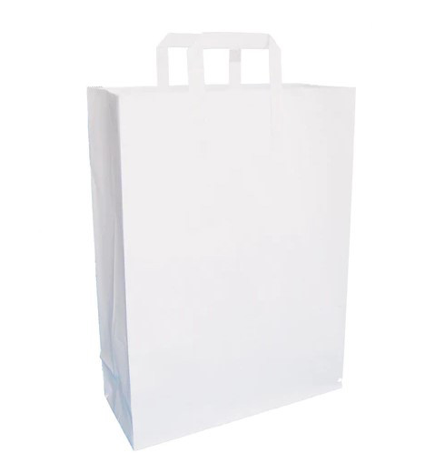 Extra Large White Paper Bags - Flat Handle 12