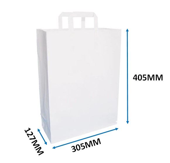 Extra Large Shopping Bags - Flat Handle White - 125 Per Pack