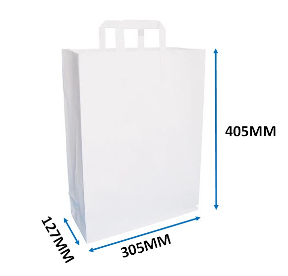 Extra Large White Paper Bags - Flat Handle 12