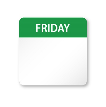 Food Safety Labels - Friday - 25mm x 25mm Peelable - 1000x Per Pack