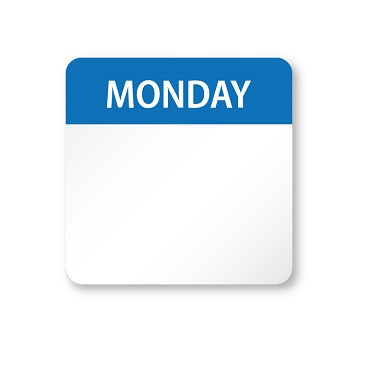 Food Safety Labels - Monday - 25mm x 25mm Peelable - 1000x Per Pack