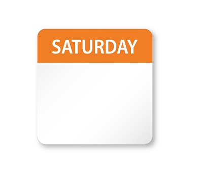 Food Safety Labels - Saturday - 25mm x 25mm Peelable - 1000x Per Pack
