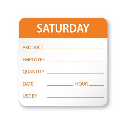 Food Safety Labels - Saturday - 50mm x 50mm - 500x Per Pack