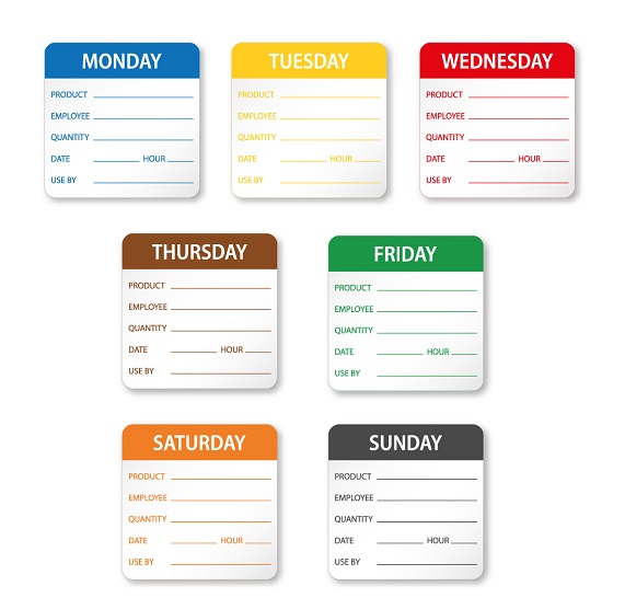 Food Safety Labels - Monday - 50mm x 50mm - 500x Per Pack