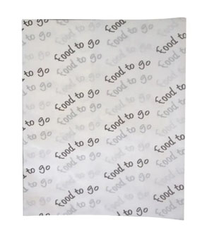 Greaseproof Sheets - Pre Printed (Food To Go) - 350mm x 450mm 960x Sheets Per Pack