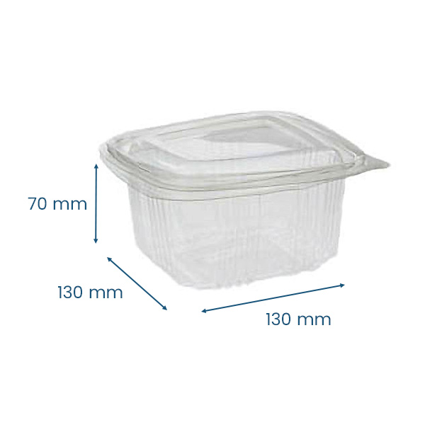 Square Plastic Salad Containers with Lid 1000cc - 50x Per Pack