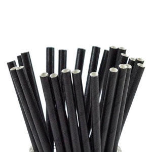 Paper Straws Black - 6mm x 200mm - 250x Per Pack