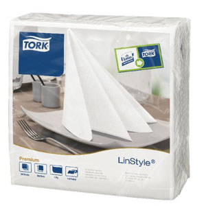 Tork White Linen Style Dinner Napkins 4 Fold - 50 Per Pack