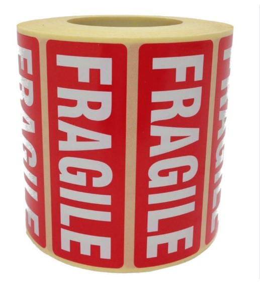 Fragile Parcel Labels - 89mm x 36mm - 1000x Labels Per Roll