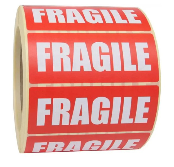 Fragile Parcel Labels - 89mm x 36mm - 1000x Labels Per Roll