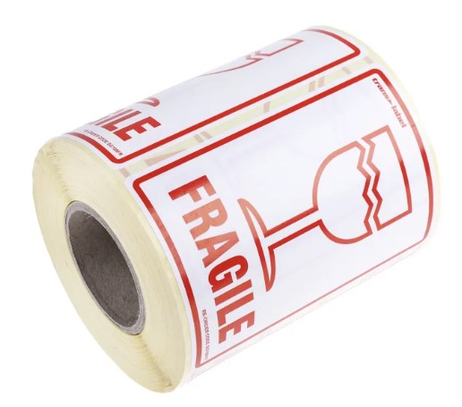 Fragile - Symbol Labels - 108mm x 79mm - 500x Labels Per Roll