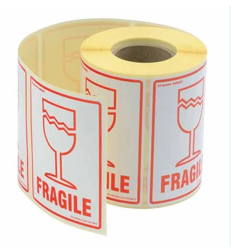 Fragile - Symbol Labels - 108mm x 79mm - 500x Labels Per Roll