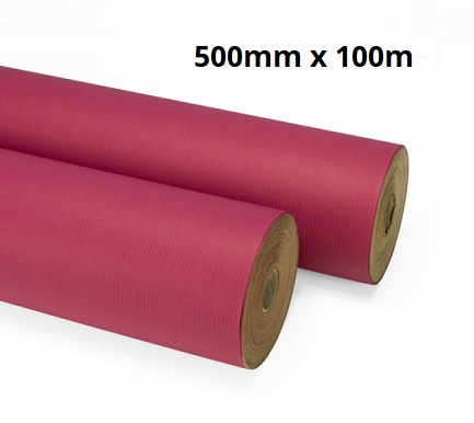 Fuchsia Pure Ribbed Kraft Rolls - 500mm x 100m 65gsm - 1x Roll Per Pack