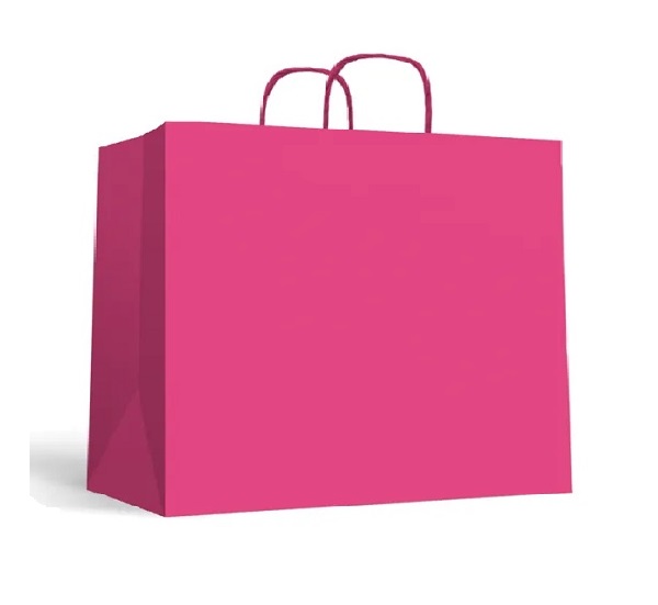 Luxury Fuchsia Paper Bags - Wide Large Twist Handle - 50x Per Pack