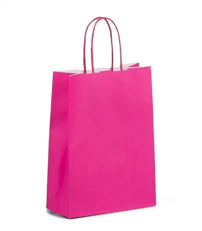 Luxury Fuchsia Paper Bags - Large Twist Handle - 50x Per Pack