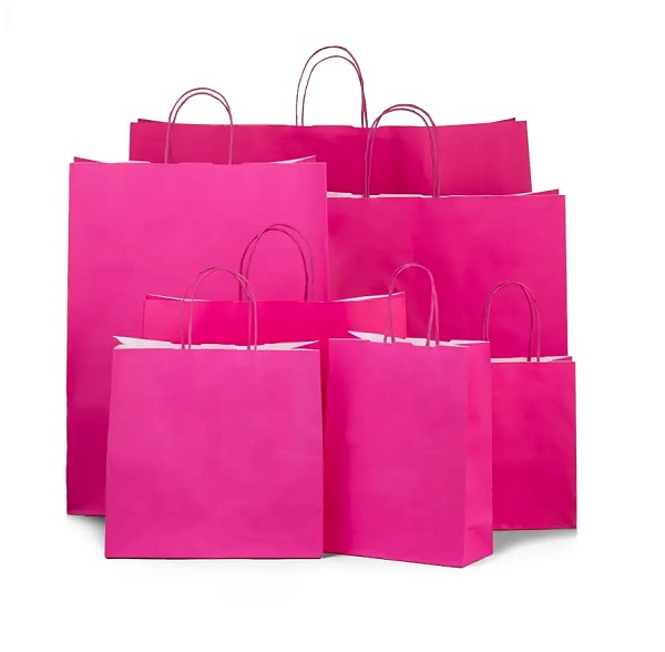 Luxury Fuchsia Paper Bags - Wide Large Twist Handle - 50x Per Pack