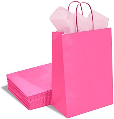 Luxury Fuchsia Paper Bags - Large Twist Handle - 50x Per Pack