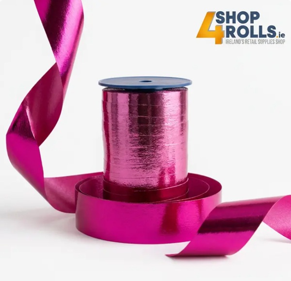 Curling Ribbon Fuschia Metallic Glossy - 10mm x 250m  - 1x Roll Per Pack