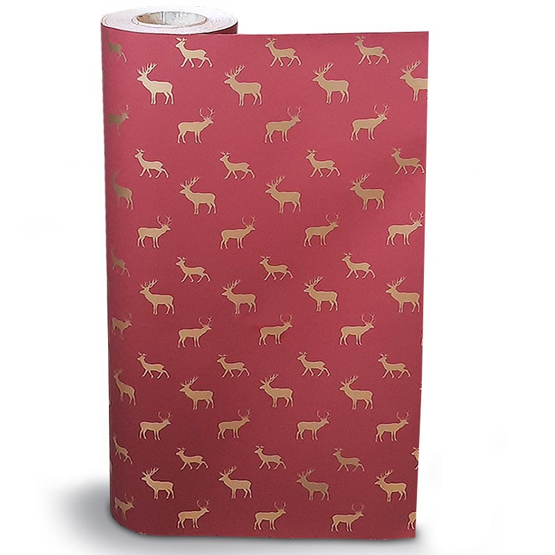 Counter Gift Wrap Rolls - Design Winter Deers - 500mm x 100m 80gsm - 1x Roll Per Pack