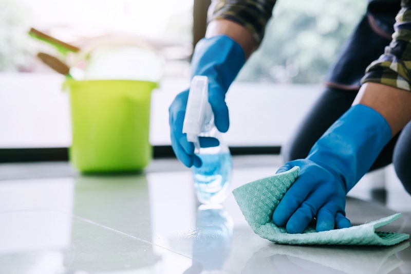 Janitorial Blue Cleaning Rubber Gloves - Medium Size - 1x Pair Per Pack