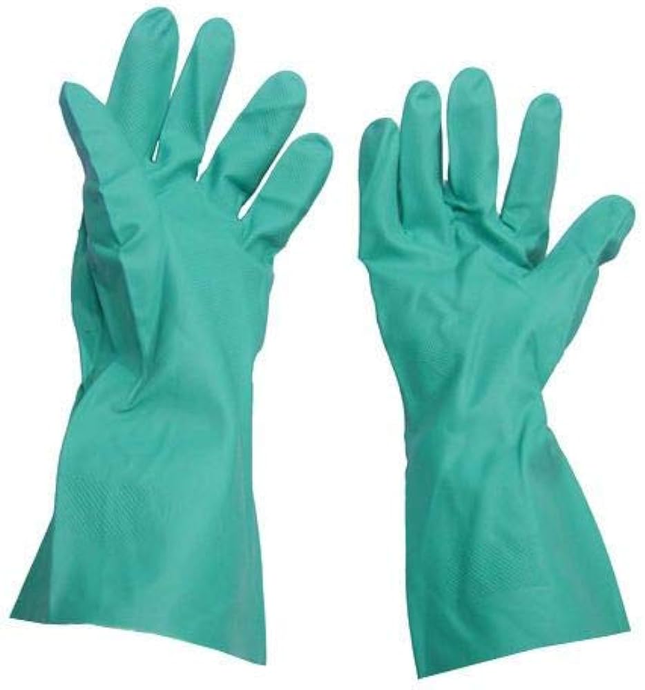 Janitorial Green Cleaning Rubber Gloves - Medium Size - 1x Pair Per Pack