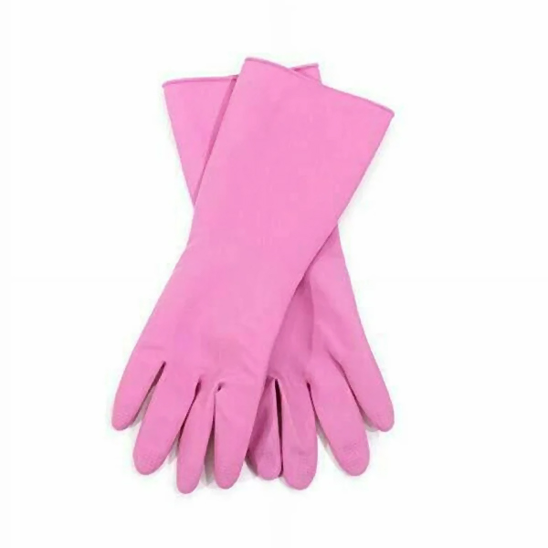Janitorial Red/Pink Cleaning Rubber Gloves - Large Size - 1x Pair Per Pack