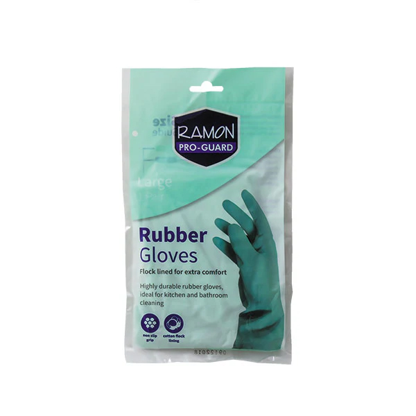 Janitorial Green Cleaning Rubber Gloves - Medium Size - 1x Pair Per Pack