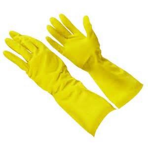Janitorial Yellow Cleaning Rubber Gloves - Medium Size - 1x Pair Per Pack