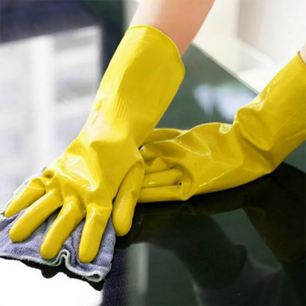 Janitorial Yellow Cleaning Rubber Gloves - Medium Size - 1x Pair Per Pack