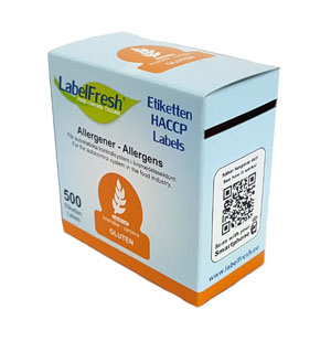 Allergy Food Label Gluten- 30mm x 30mm - 500 Labels Per Pack