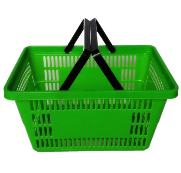Green Plastic Shopping Basket - 28Litre - 1x Per Pack