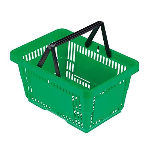 Green Plastic Shopping Basket - 28Litre - 1x Per Pack