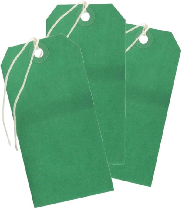 Strung Tags 120mm x 60mm Green - 1000x Per Pack