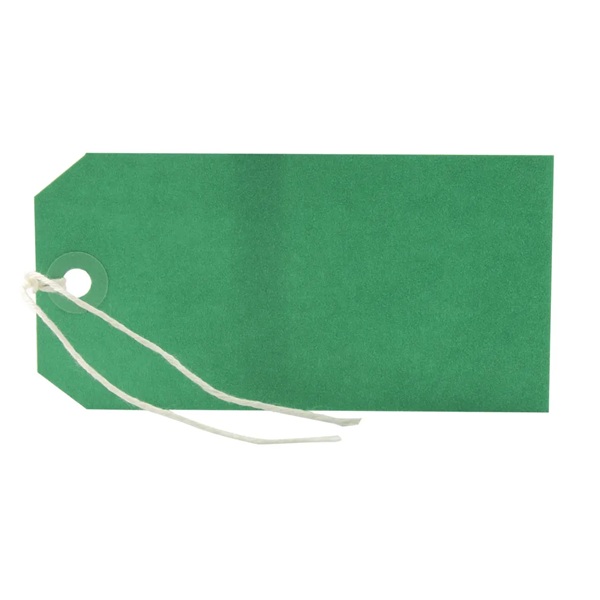 Strung Tags 120mm x 60mm Green - 1000x Per Pack
