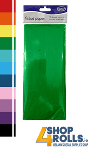Tissue Paper, Med Green - 50cm x 75cm - 10x Sheets Per Pack